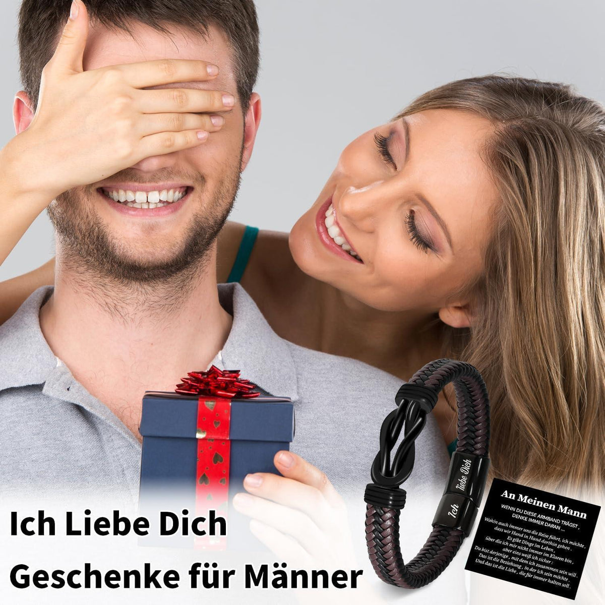 Armband "Ich liebe dich" - Geschenk für Ihn in Lederoptik