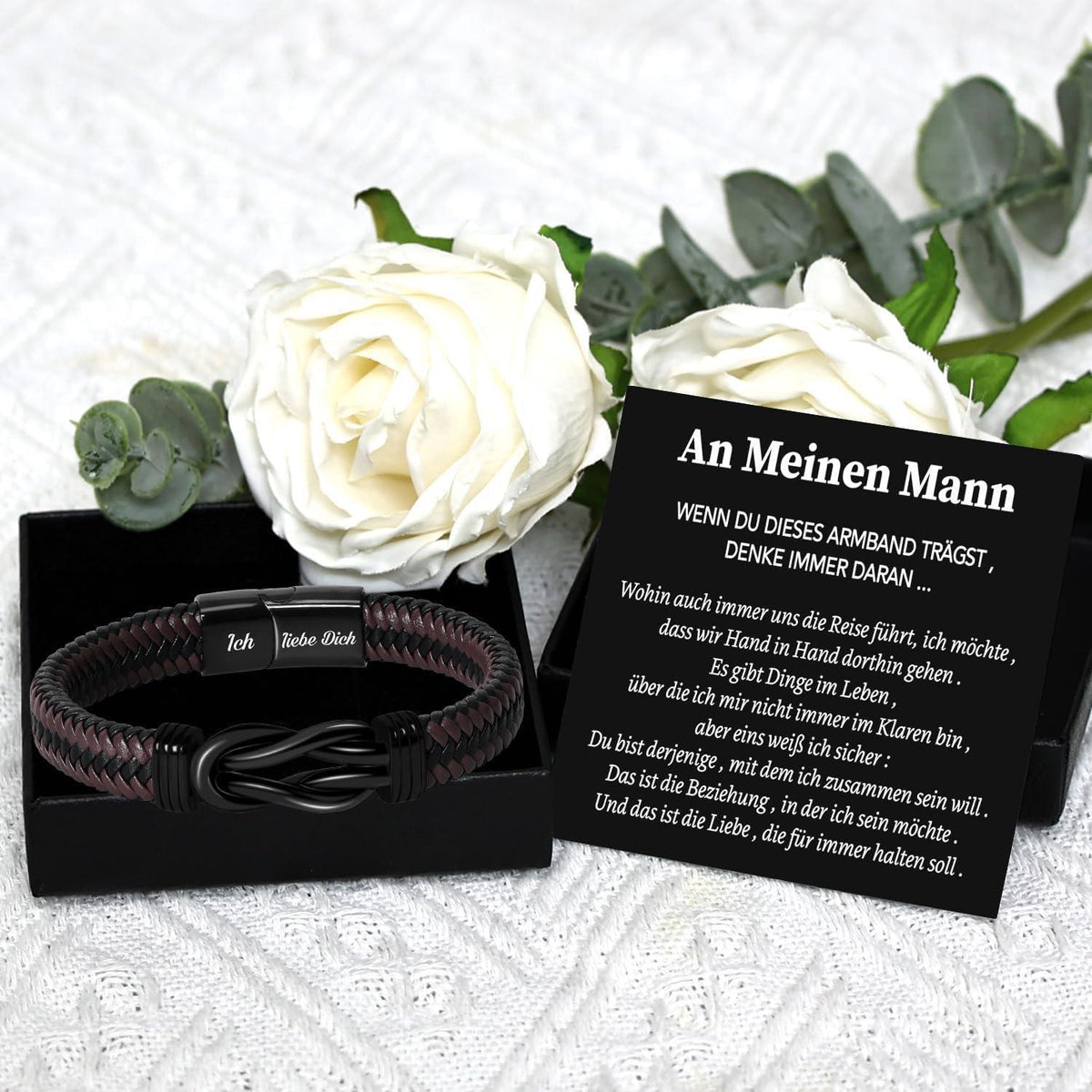 Armband "Ich liebe dich" - Geschenk für Ihn in Lederoptik
