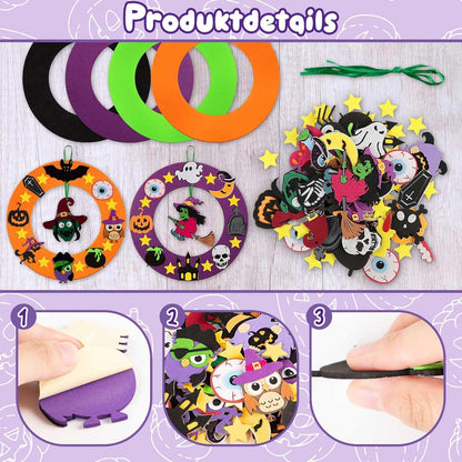 Halloween Kranz Bastelset Kinder DIY Filz Ornamente Spinne Fledermaus