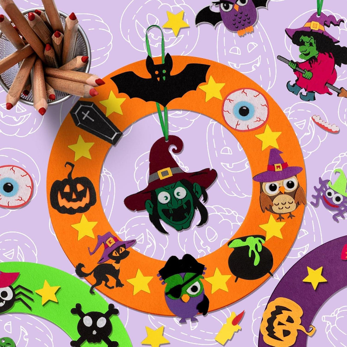 Benjia Halloween DIY Filz Kranz Bastelset für Kinder Halloween Party Herbst