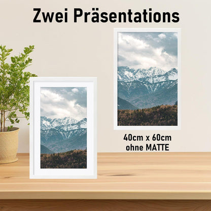 Bilderrahmen 40x60cm Weiß Echtholz Acrylglas Kieferholz