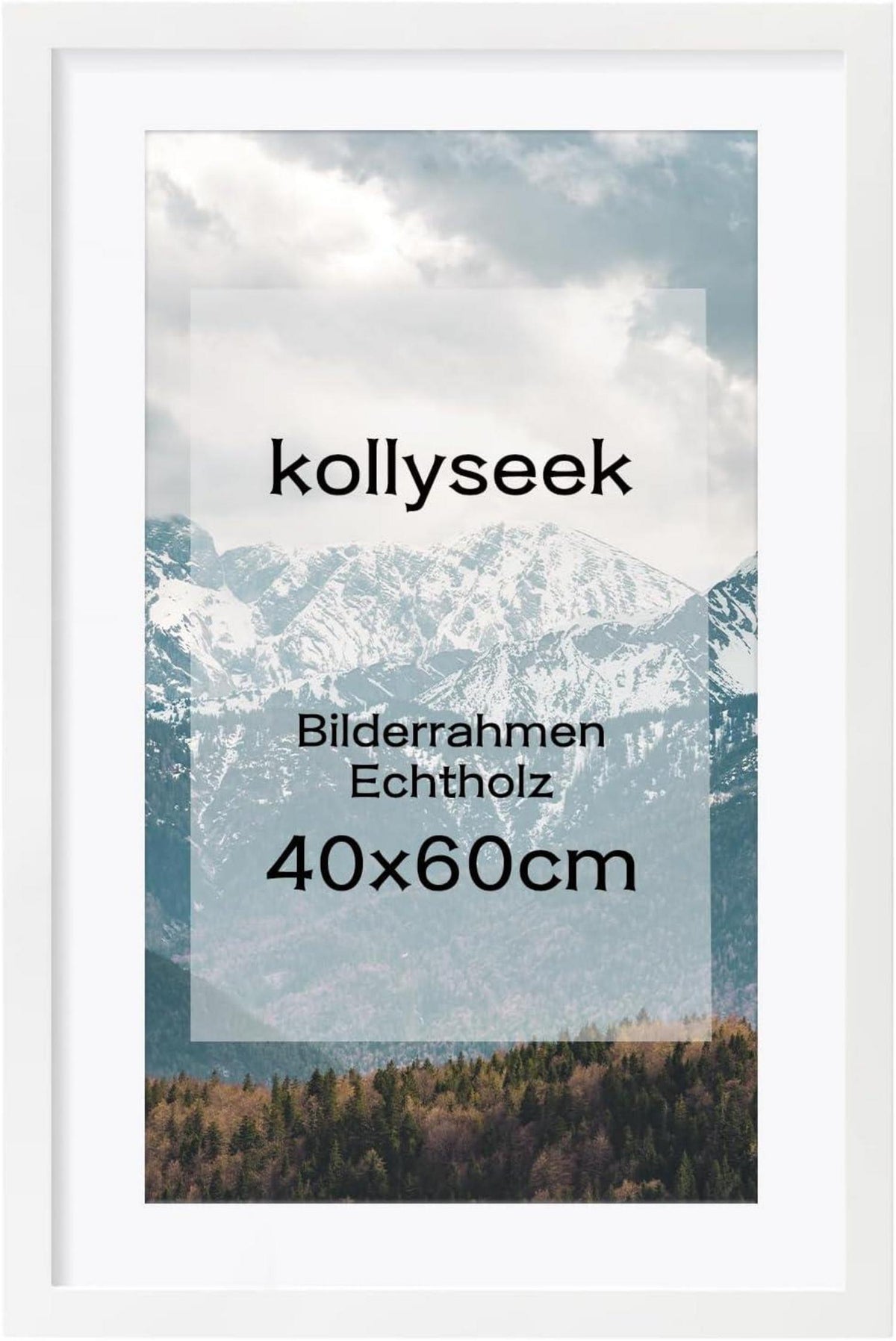 Kollyseek Bilderrahmen Weiß Echtholz 40x60cm Acrylglas Pine Holz