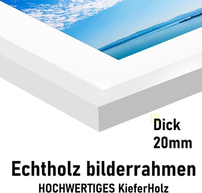Kollyseek Bilderrahmen 30x30cm Weiß Echtholz Passepartout