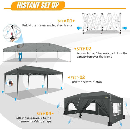 Pavillon 3x6 mit Seitenwänden – Wasserdicht & Stabil für Garten & Party
