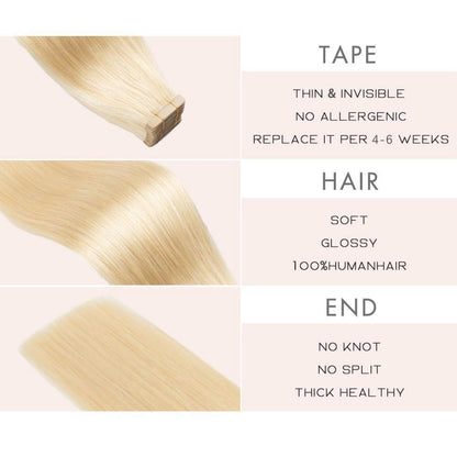 Echthaar Tape Extensions Hellblond 55cm (22 Zoll)