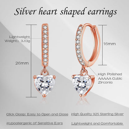 Creolen mit Zirkonia-Anhänger, 925 Silber Hängend, Herz/Tropfen/Stern