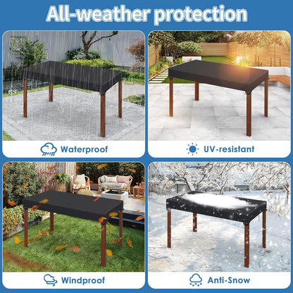 Gartentisch Abdeckung 150x90x15cm Schwarz 420D Oxford Gewebe