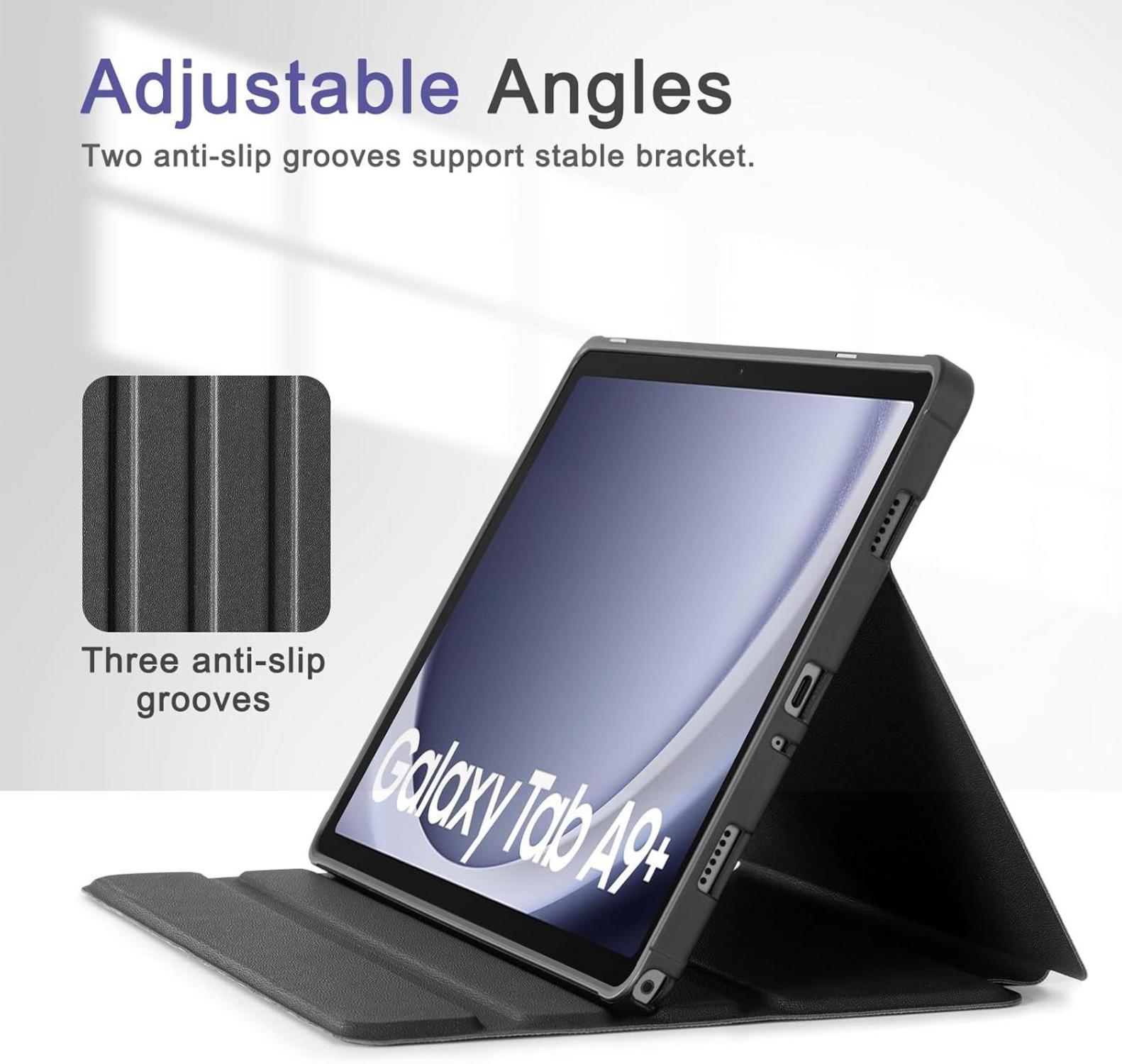 Hülle Samsung Galaxy Tab A9 Plus 11 Zoll 2023 Multi-Ansichtswinkel PU Leder