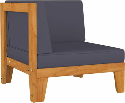 Gartenmöbel Set Holz Lounge Ecksofa Sitzgruppe Akazie Dunkelgrau 7tlg
