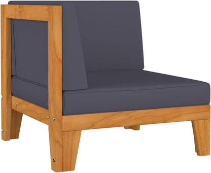 Gartenmöbel Set Holz Akazie Ecksofa 5-TLG Dunkelgrau Outdoor
