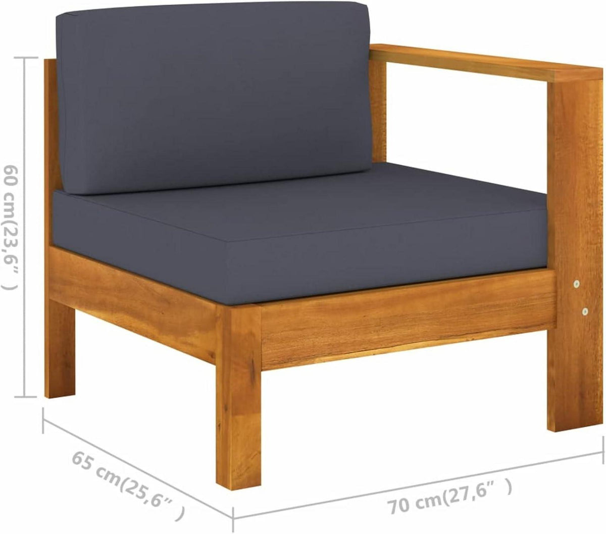 Gartenmöbel Set Holz Ecksofa Lounge Terrasse Balkon 10-tlg-Type-2 Dunkelgrau