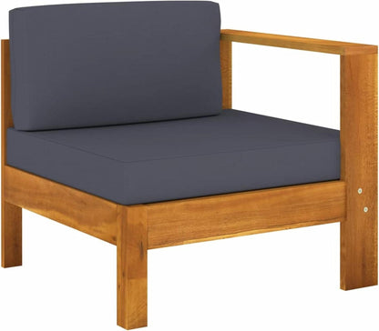 Gartenmöbel Set Holz Lounge Ecksofa Akazie 9-tlg Dunkelgrau