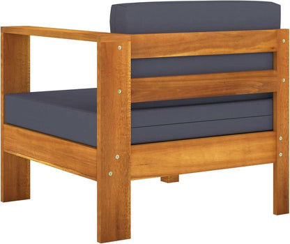 Gartenmöbel Lounge Set Holz Ecksofa Akazie 7-tlg Dunkelgrau