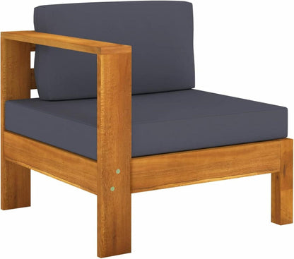 Outdoor Lounge Set Akazie Holz Ecksofa 7-tlg Dunkelgrau