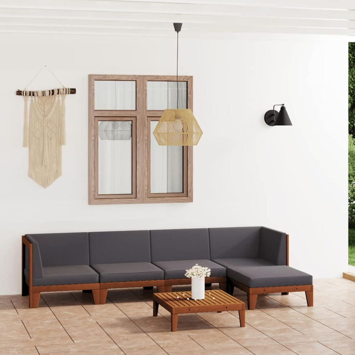 Gartenmöbel Set Holz Gartenlounge Ecksofa Sitzgruppe 6-TLG-Type-2