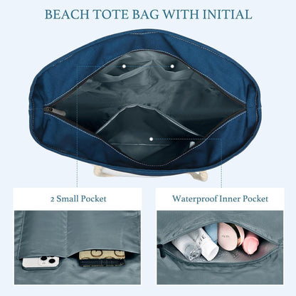 Oscaurt Strandtasche XXL Tote Bag Familie Reise Geschenk Blau Umhängetasche