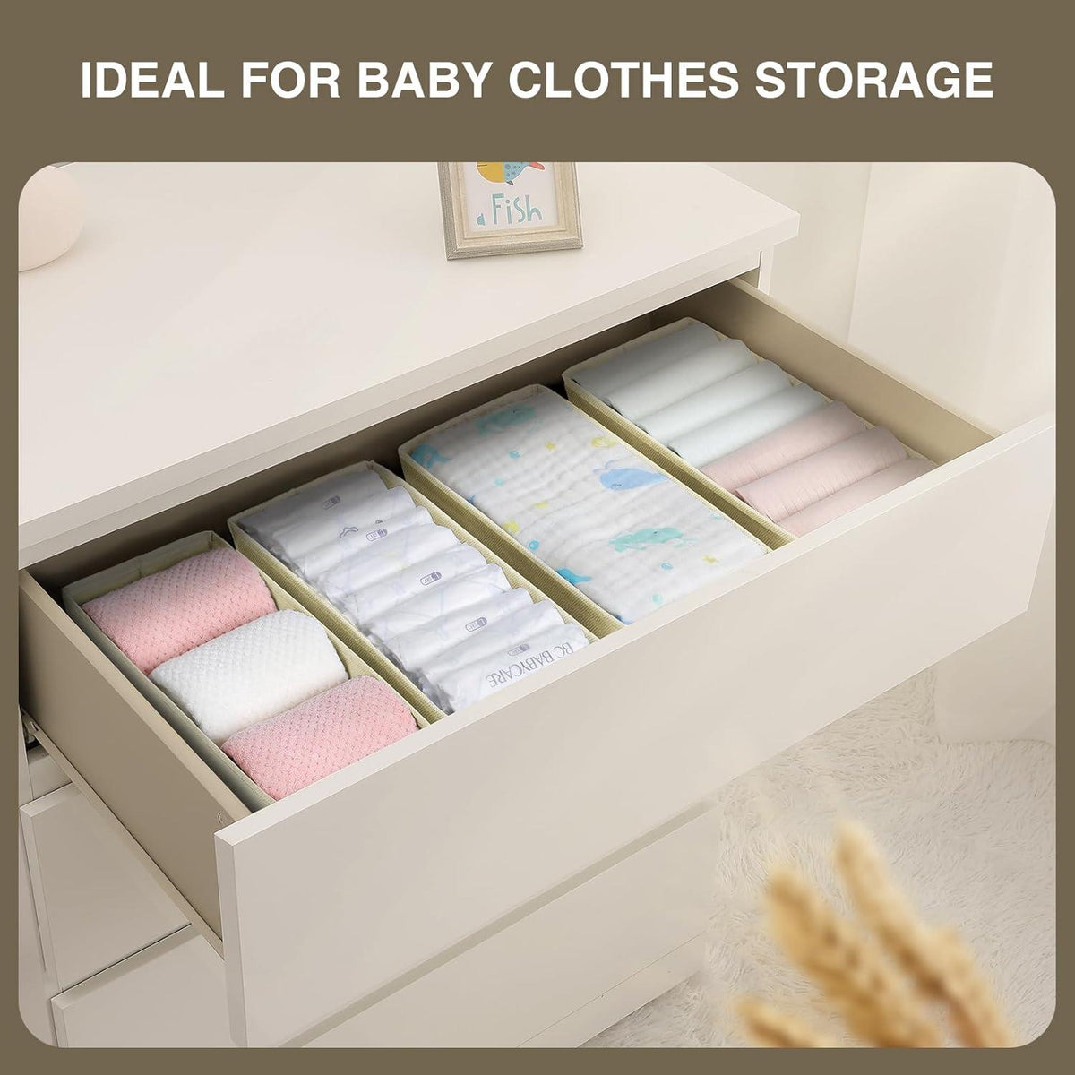 Homsorout 4er Set Schubladen Organizer Aufbewahrungsboxen Beige