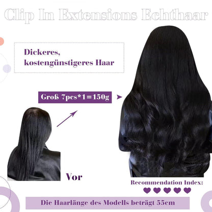 Clip-in Echthaar Extensions Braun Ombre Gold 60cm