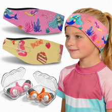 Schwimm Stirnband Kinder mit Ohrstöpseln & Neoprenband Wasserdicht