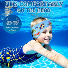 Schwimm Stirnband Kinder mit Ohrstöpseln & Neoprenband Wasserdicht
