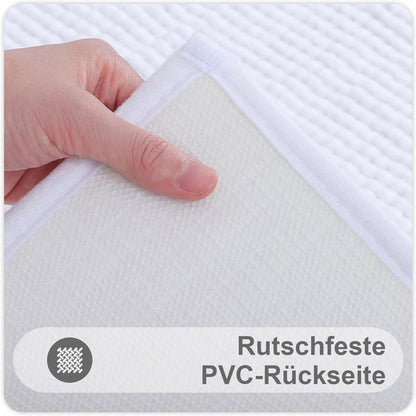 Chenille Badematte rutschfest weich saugfähig 40x120 cm Weiß