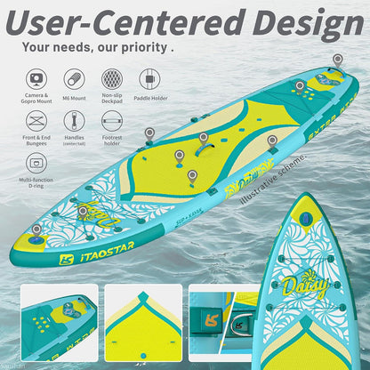 iTAOSTAR Daisy 35 Wide Inflatable Paddle Board with Premium Accessories