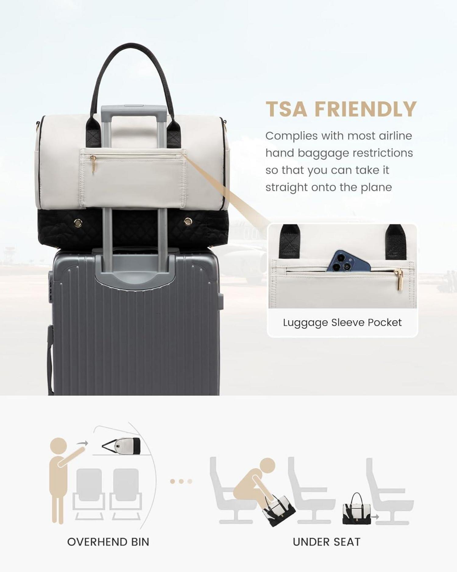 Weekender Reisetasche Damen mit Schuhfach Nassfach 3-teilig Groß für Flugzeug