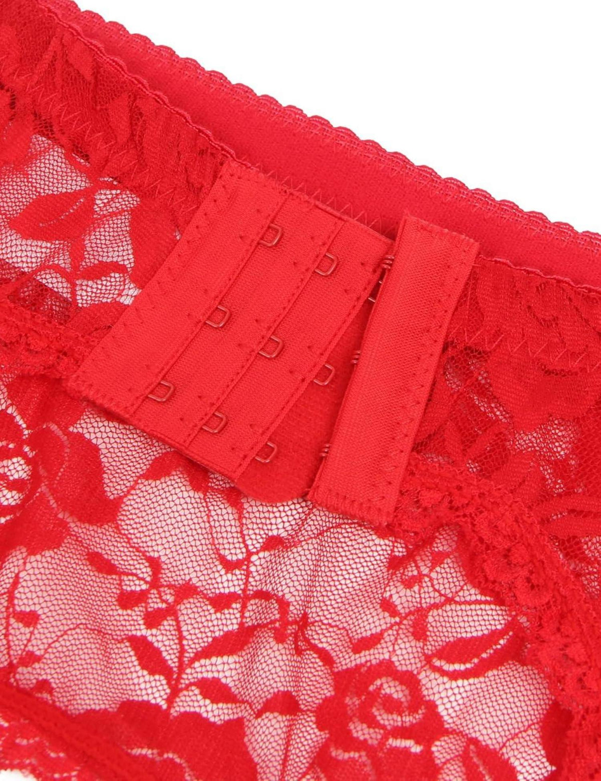 ohyeahlady Sexy Strapsgürtel Damen Spitze Große Größen Strumpfgürtel 6 Halter Unterwäsche Strapshalter Garter Belt Plus Size Strumpfband Rot