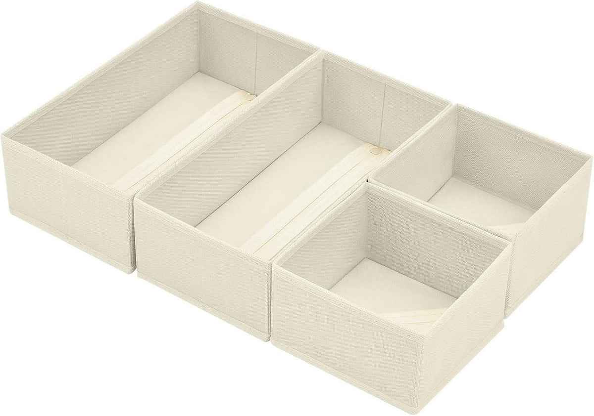 Homsorout Schubladen Organizer Set 8-teilig Beige - Faltbare Aufbewahrungsboxen