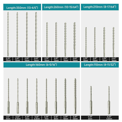 Bohrhammer-Bohrer- und Meißelset 27-teilig mit SDS-Plus Adapter