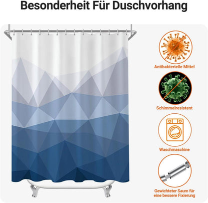 Lerores Duschvorhang 240x180cm Geometrischer Verlauf Antischimmel