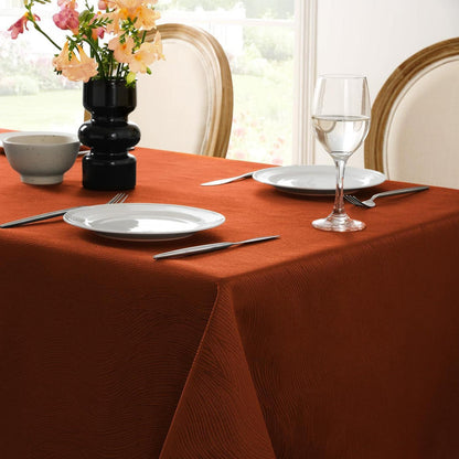 Herbst Tischdecke Jacquard, Rostrot, Rechteckig, Wasserabweisend