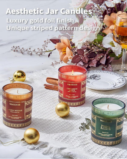 M&SENSE Weihnachtskerze Balsam Zedernholz 210g Soja Kerze 45h Luxus