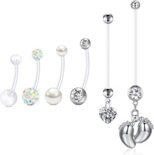 6er Set Mutterschaft Bauchnabelringe Sport Acryl 14G Bioflex Gem