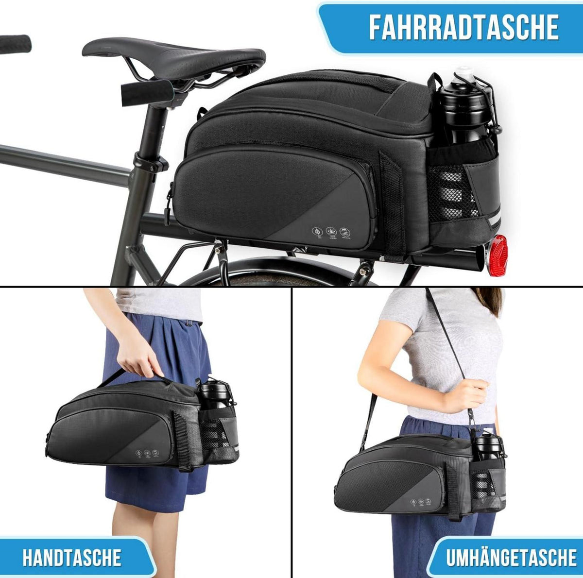 Eyein 12L wasserdichte Fahrradtasche mit Schultergurt und Flaschenhalter