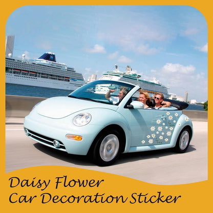 6x Daisy Blumen Auto Aufkleber - Blumenranken für Auto & Wand