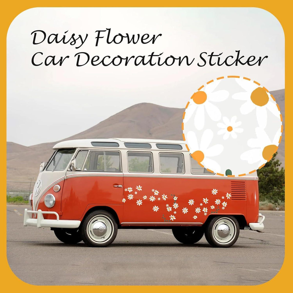 6x Daisy Blumen Auto Aufkleber - Blumenranken für Auto & Wand