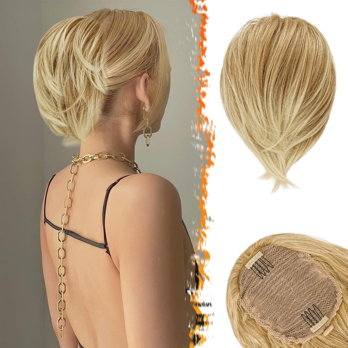 Haarteil mit Kordelzug Glattes Dutt Blond Haarteil Damen Pferdeschwanz
