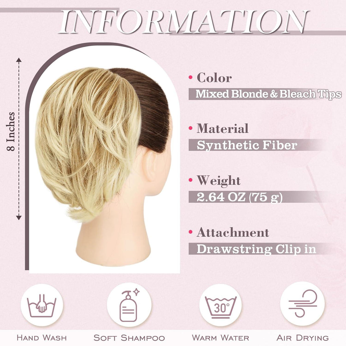 Haarteil mit Kordelzug - Blondes Synthetik Dutt Haarteil