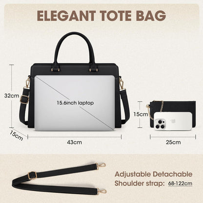 Damen Shopper Groß 15.6 Zoll Laptop Handtasche PU Leder Wasserdicht