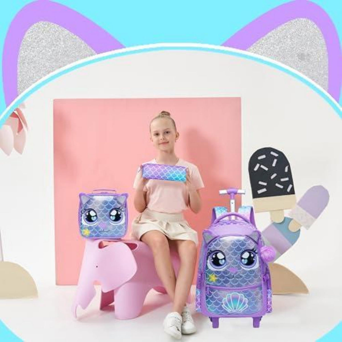 Schulranzen Trolley Mädchen Einhorn Lila – Rollrucksack Grundschule
