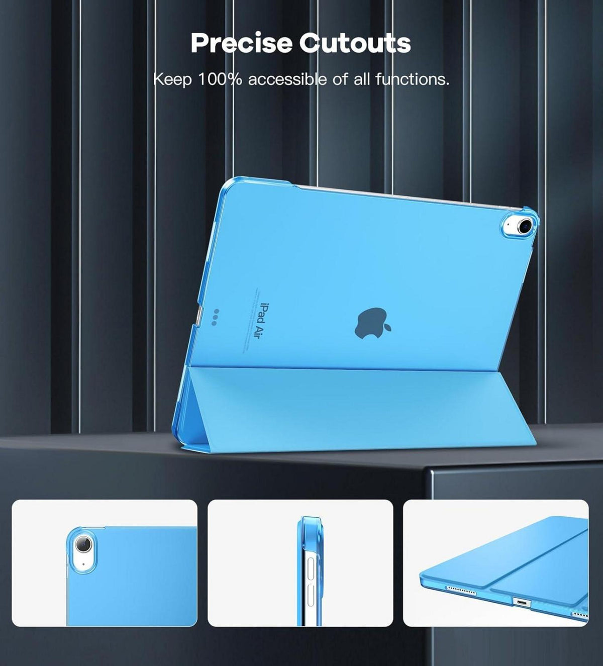 Hülle für iPad Air 13 Zoll M2 2024, Schlanke Schutzhülle Capri Blau