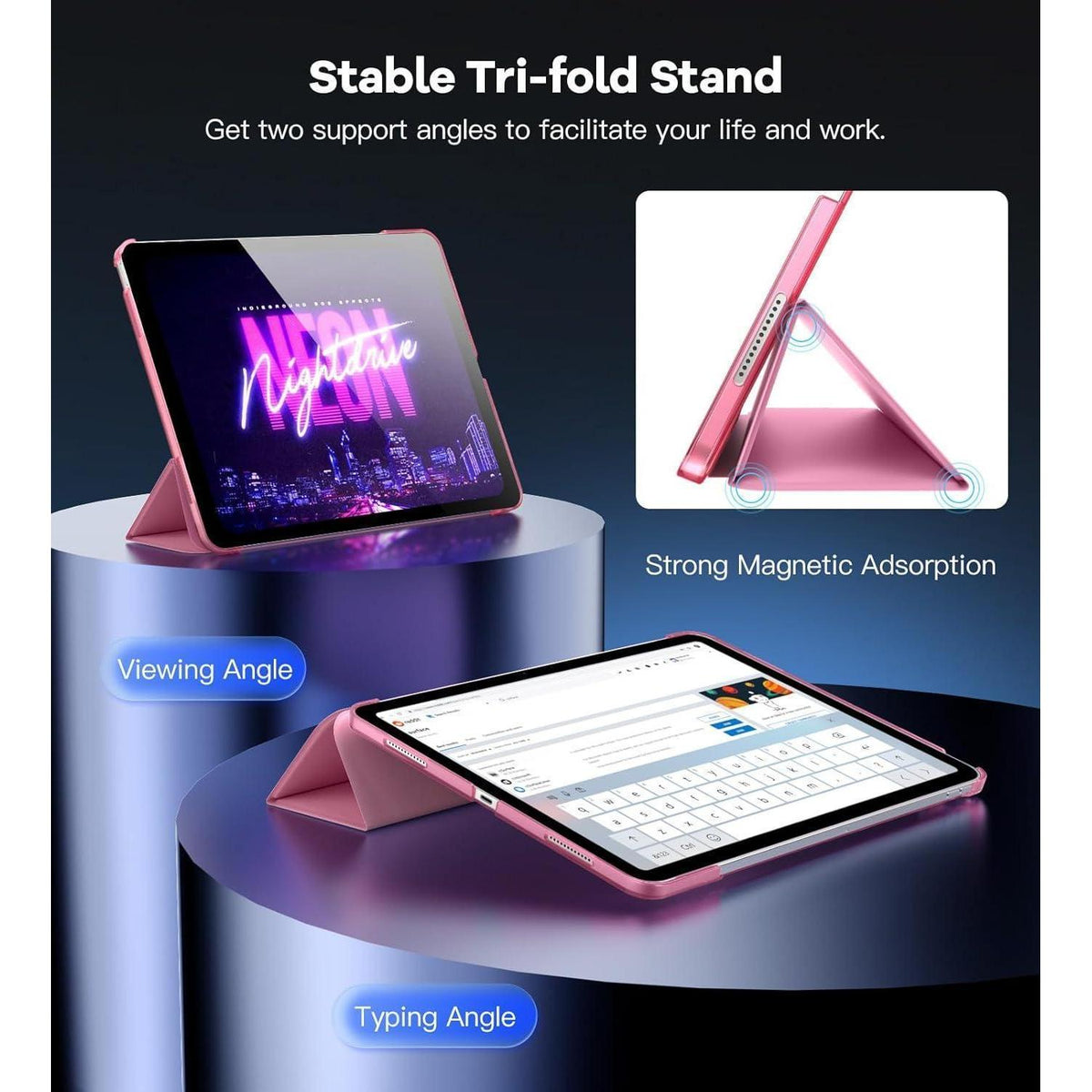 iPad Air 13 Zoll Hülle mit Ständer, Fondant Rosa