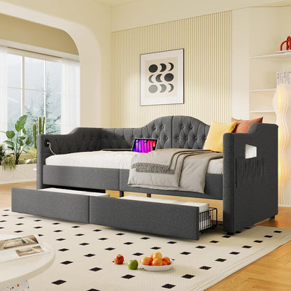 Schlafsofa 200cm mit Bettkasten & Schlaffunktion – Grau