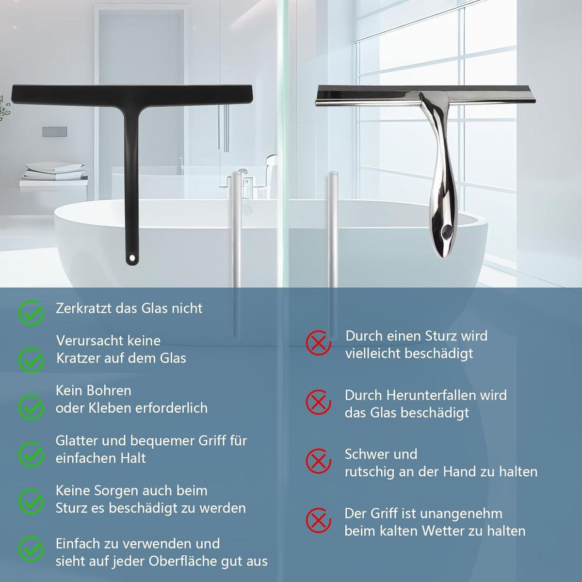 Duschabzieher Schwarz 11 Zoll Silikon Halterung Fensterwischer