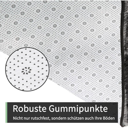 Grauer Hochflor Teppich 275x370 cm – Flauschiger Wohnzimmerteppich