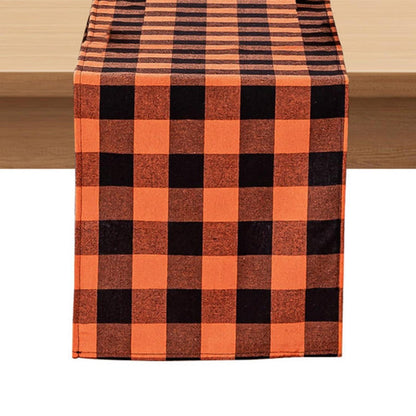 Orange karierter Halloween Tischläufer 33 x 274 cm