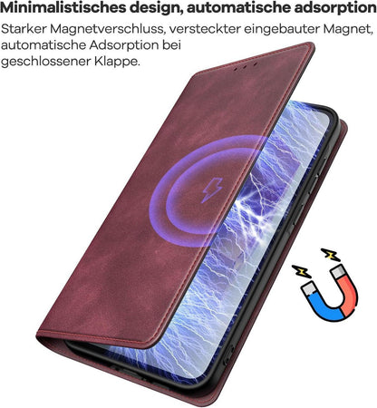Samsung Galaxy A55 5G Hülle - Klapphülle Rot RFID Schutz Standfunktion