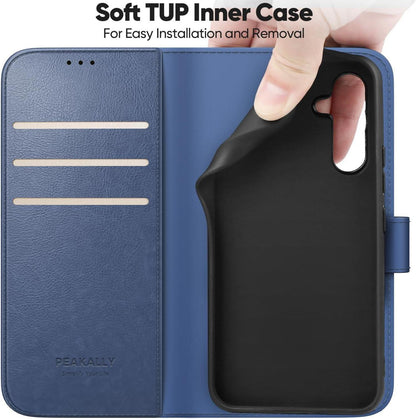 Handyhülle Samsung Galaxy A55 5G Magnet PU Leder RFID Ständer Hellblau