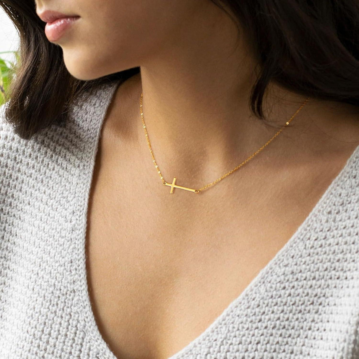 Gold Kreuz Kette 14K Vergoldet Layered Choker Halskette Mode Geschenk